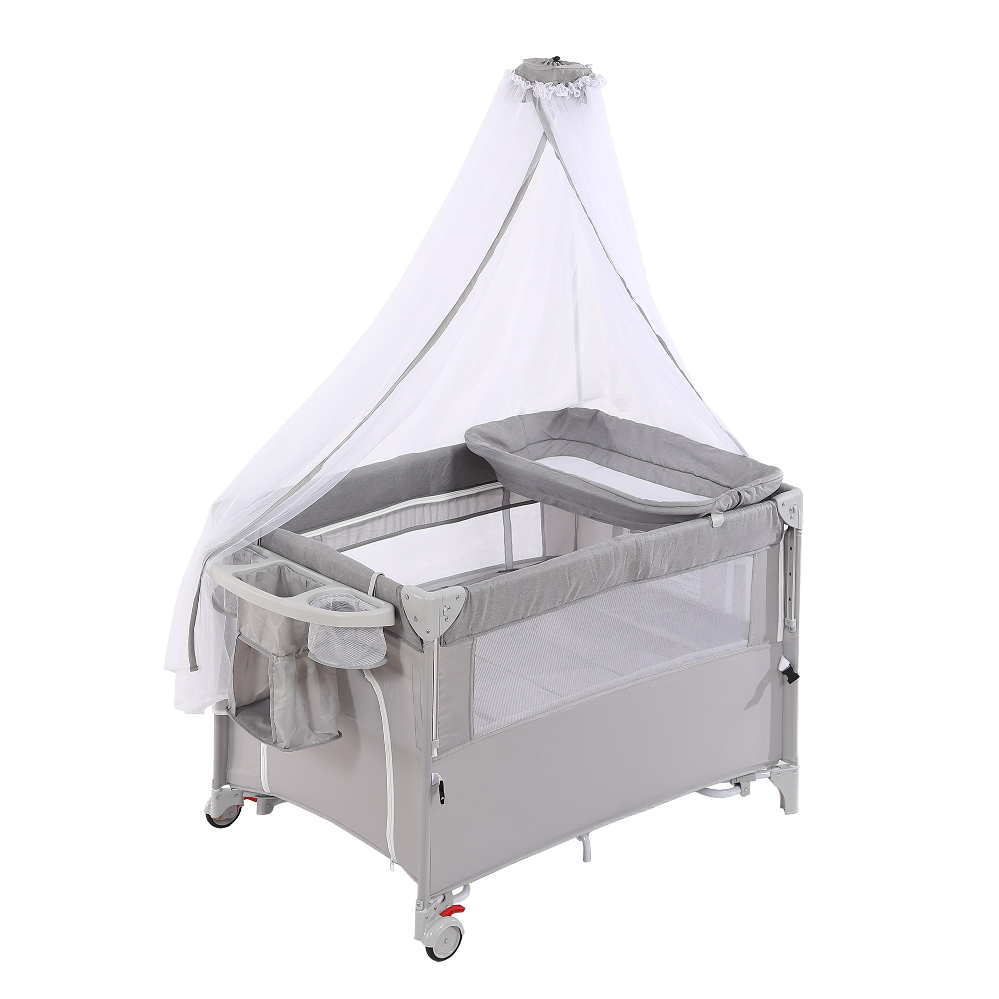 折りたたみ ベビーサークル コンパクト おむつ替えテーブル付 お昼寝 蚊帳付 ゆりかご 大容量収納