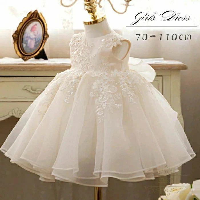 【tink】（出荷が迅速である）『/プレゼント付き』ベビードレス 結婚式 キッズ ドレス 女の子 子ども 子供ドレス キッズドレス 赤ちゃん ワンピース セレモニードレス 刺繍柄 フォー