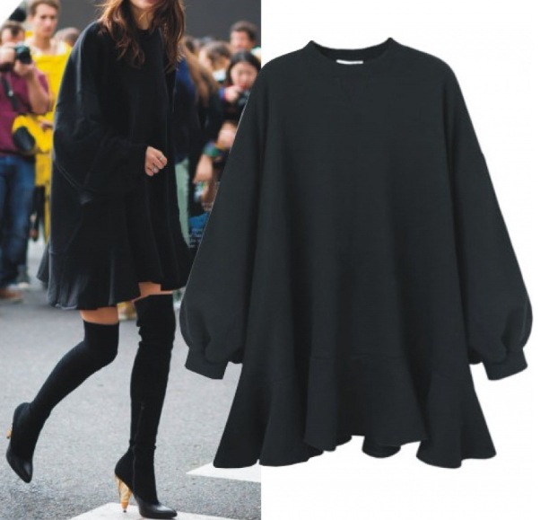 スウェットワンピース 切替ワンピース 大人スウェット きれいめ 黒 オーバーサイズ 大きいサイズ 3XL 4XL 韓国 レディース オルチャン フレアワンピース 袖あり 長袖