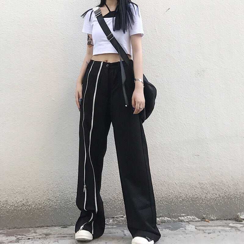 ラフパンツ ボトムス 長ズボン ジョガーパンツ ジップ ジッパー スウェット ワントーン バイカラー