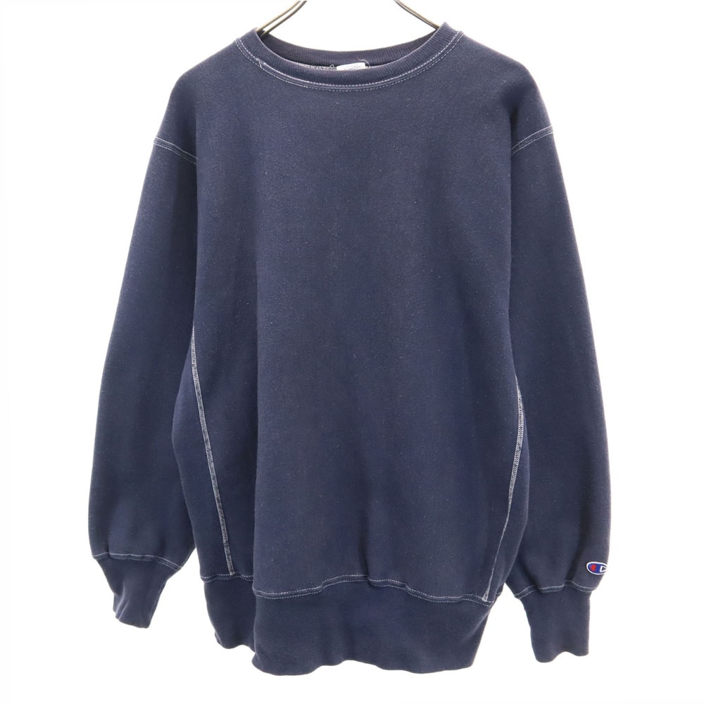 90s メキシコ製 刺繍タグ オールド 目無し 長袖 リバースウィーブ スウェット トレーナー L ネイビー 裏起毛 メンズ 15,077円