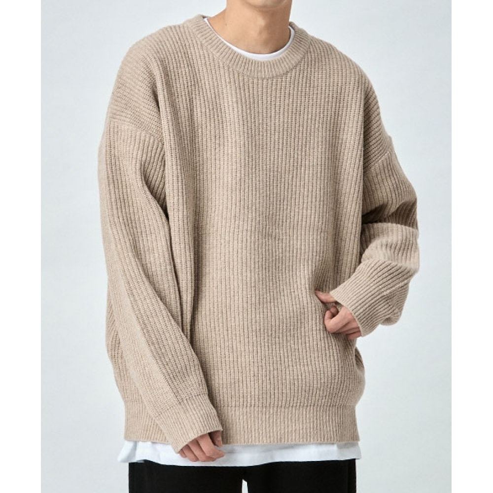 TAKEASY ラムスウールクルーネックオーバーニット（オートミール）