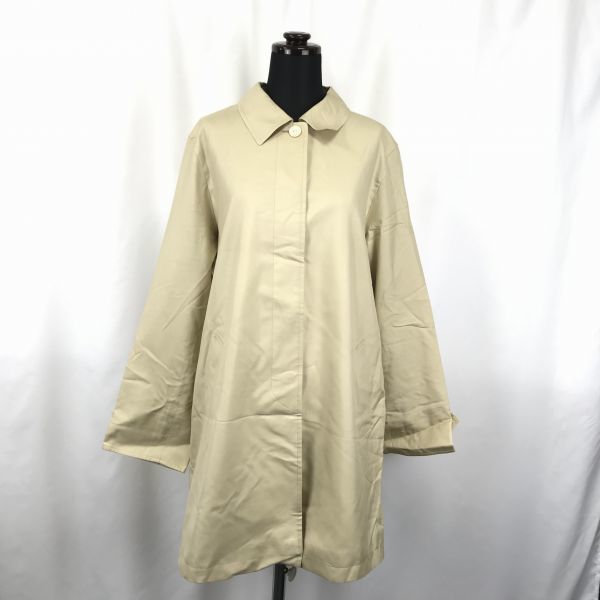 Daks/ダックス100％シルク/ステンカラーコート/アウター【9AR/Womens size-M/ベージュ】裏地チェック柄/スプリングBF989