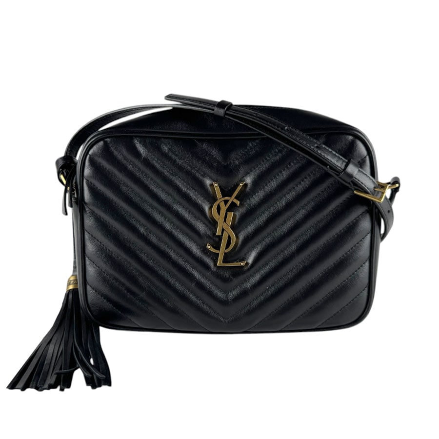 サンローラン SAINT LAURENT ショルダーバッグ ルー カメラバッグ レザー ブラック ゴールド レディース 612544 z9354