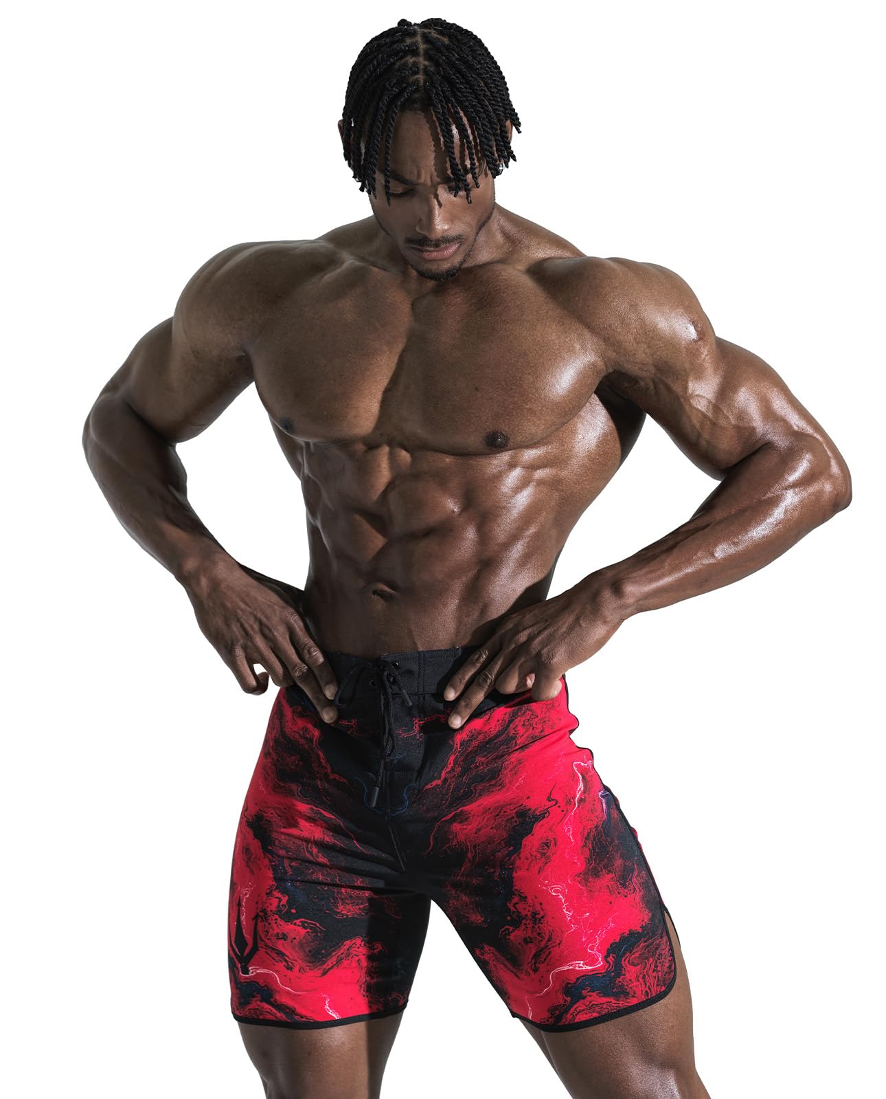 ファイド IFBB 15インチ メンズフィジーク ボードショーツ ポージングトランクス 競技 水泳 夏 NPC (Hellfire RD)