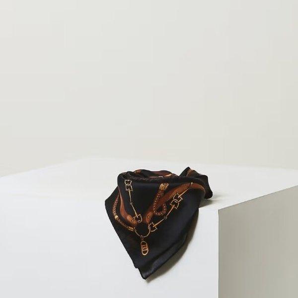 AK盆唐店 ハンドバッグ セイント バネット チェーン柄 シルク スクエア スカーフ DCSC5F672N