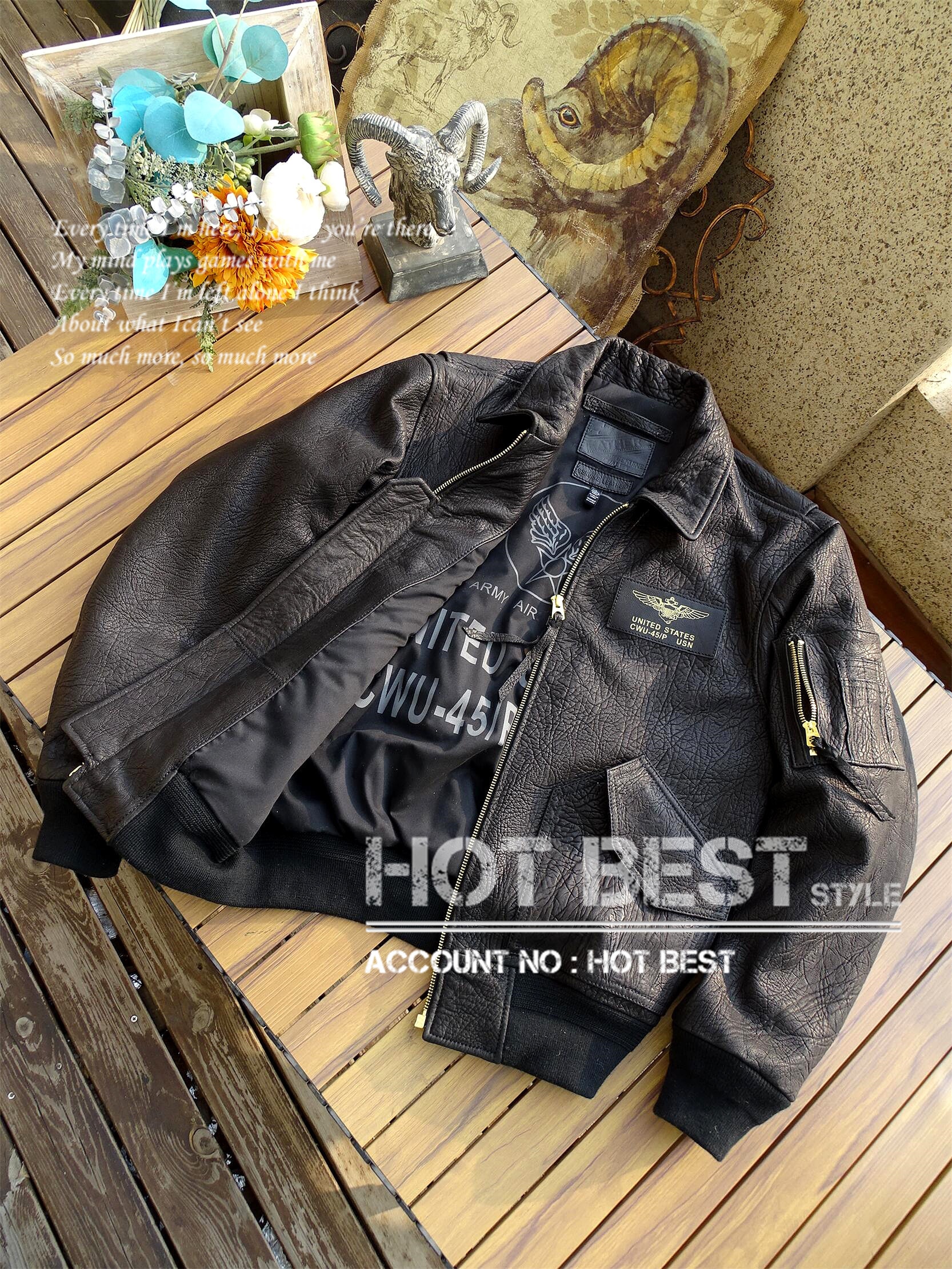 1.0mm カウハイド WWII CWU 45P ミリタリー US フライトジャケットMA-1 ギフト メンズ 革ジャン 牛革