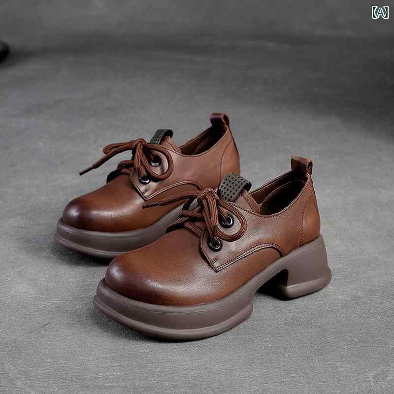 革靴 レディース レザーシューズ おしゃれ 最上層 牛革 シングル シューズ 春秋 レトロ 英国 小さい 厚底 ローファー カジュアル