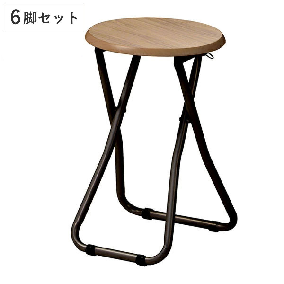 折りたたみチェア 6脚セット 高さ約47cm 木目調 スチール 折りたたみ椅子 椅子 チェアー 折りたたみ 丸椅子 イス 腰掛け いす 折り畳み 折りたたみイス 来客用 キッチンチェア 8,554円