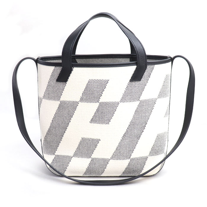 HERMES エルメス トワルアッシュ HアンビエPM 2Wayショルダーバッグ ホワイト ブラック レディース 中古 美品