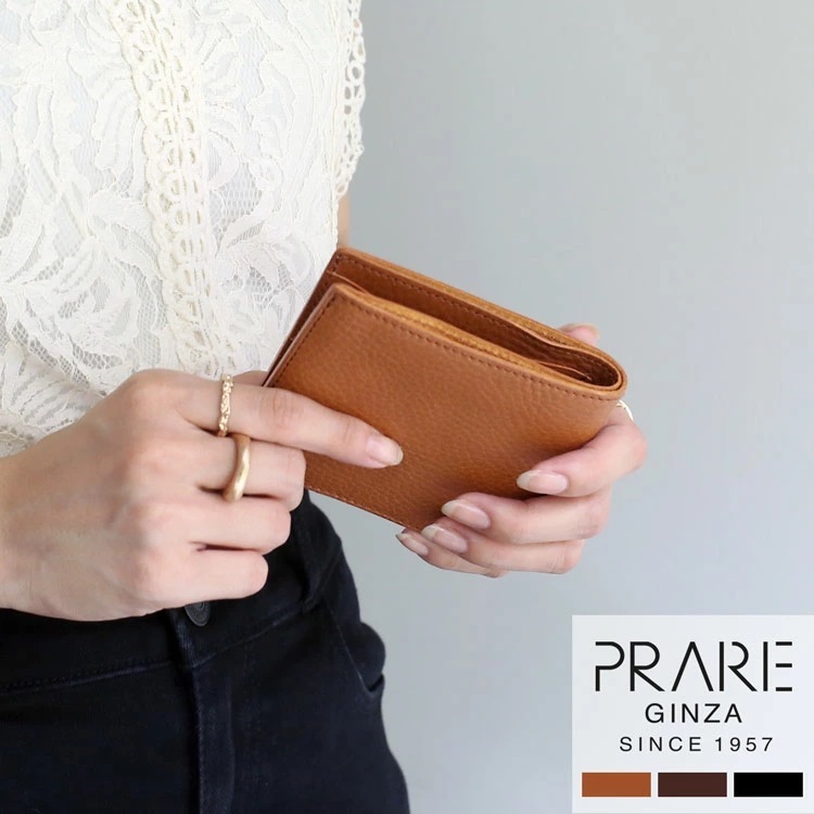 ベジタブル タンニン レザー 2つ折り 財布 日本製 本革 レディース【名入れ 可能】イタリアンレザー 牛革 PRAIRIE [プレリー] ミニ 薄型財布 折り財布 おしゃれ 軽量 丈夫
