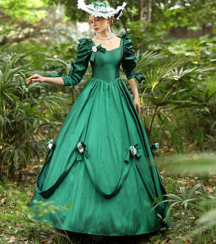 高級感 ヨーロッパ風ドレス オペラ声楽 宮廷ドレス ステージ衣装 学園祭 舞踏会 可愛い パーティードレス お嬢様ワンピース 演奏会 華やか中世貴族風 貴族ドレス ロングドレス 帽子付き ハロウィン
