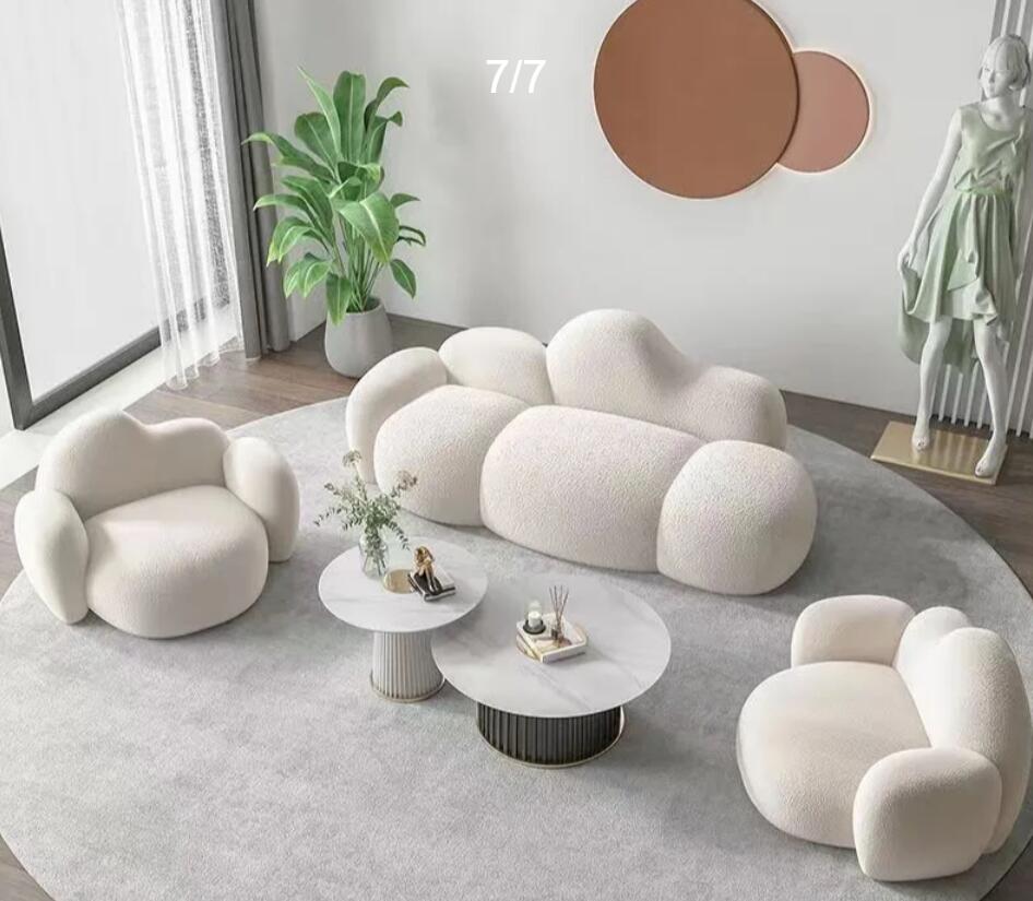 風ソファー　曇り形ソファー　美容院リビングシンプルでモダン芸術ソファラム生地ソファ　ソファー カーブ