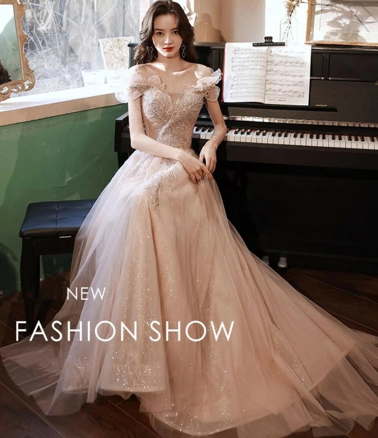 【2枚購入で100円OFF】XS-3XL レディース ウェディングドレス カラードレス 結婚式　花嫁 披露宴　刺繍 二次会 パーティードレス 演奏会 お嫁さん 発表会 誕生日会 少女 シャンパン