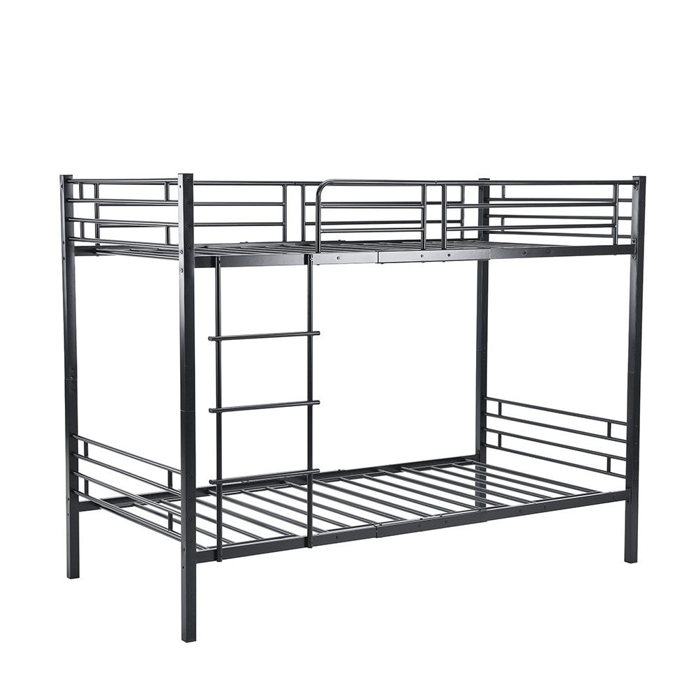 【送.料.無.料！】【国内発送】【ブラック】2025新作 二段ベッド ロフトベッド 分別可能 上下分割可能 パイプベッド シングル ロータイプ シングルベッド パイプベッド