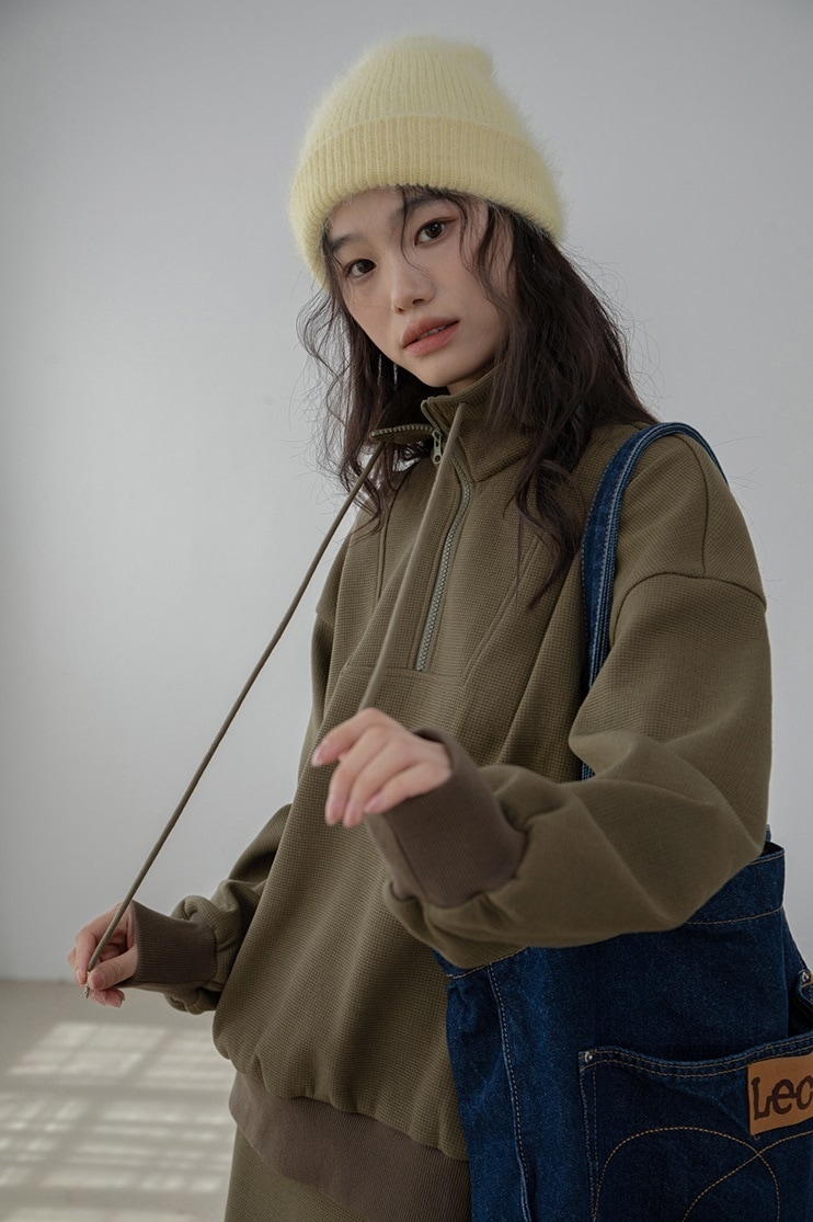 スタンドカラーセーター レディース プルオーバー 秋 冬 スリム ミドル丈 グリーン アプリコット S M L トップス 袖あり かわいい 大人可愛い きれいめ シンプル カジュアル 大人 上品