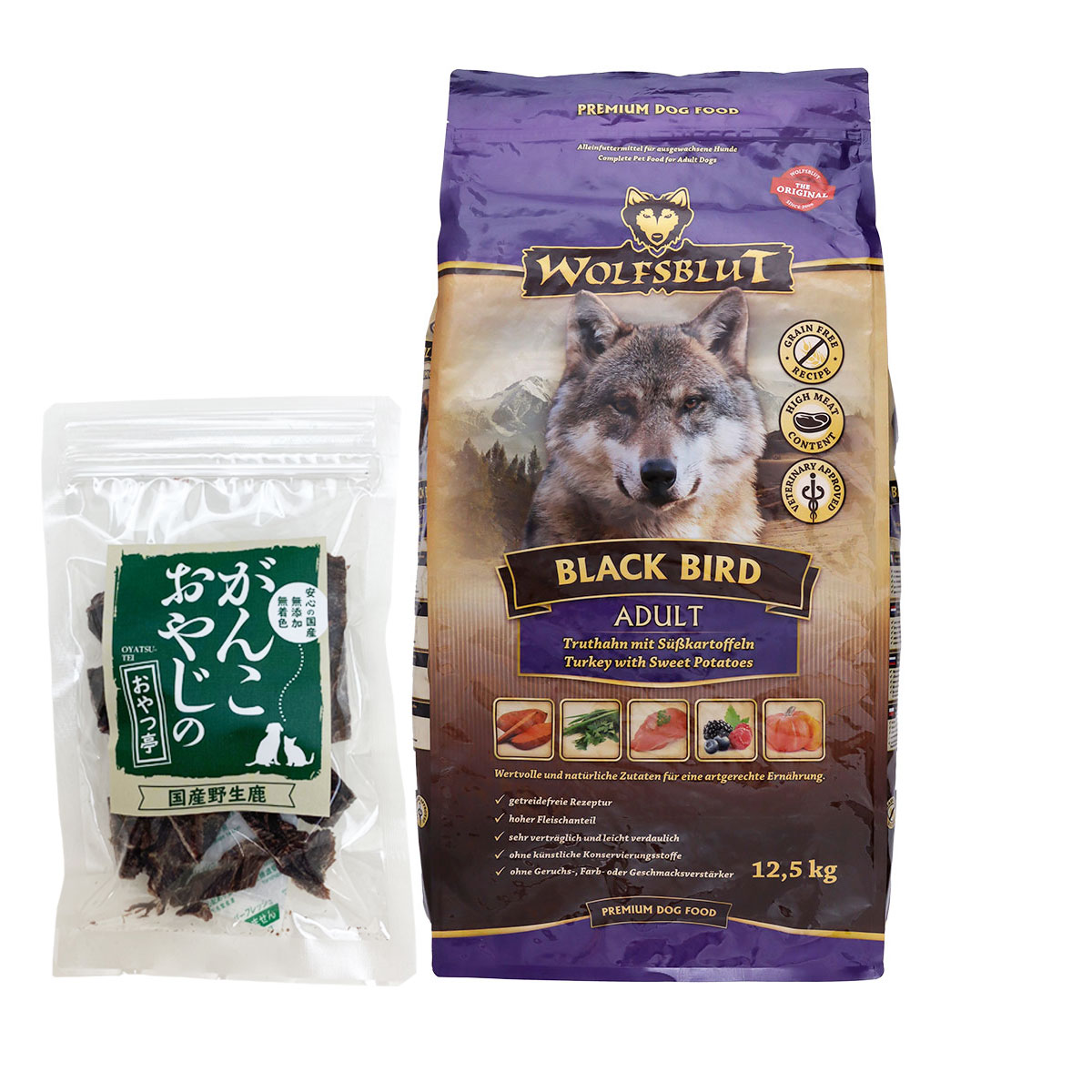 ウルフブラット アダルト ブラックバード （ターキーとスイートポテト）12.5kg 【国産鹿肉ジャーキー20g付き】