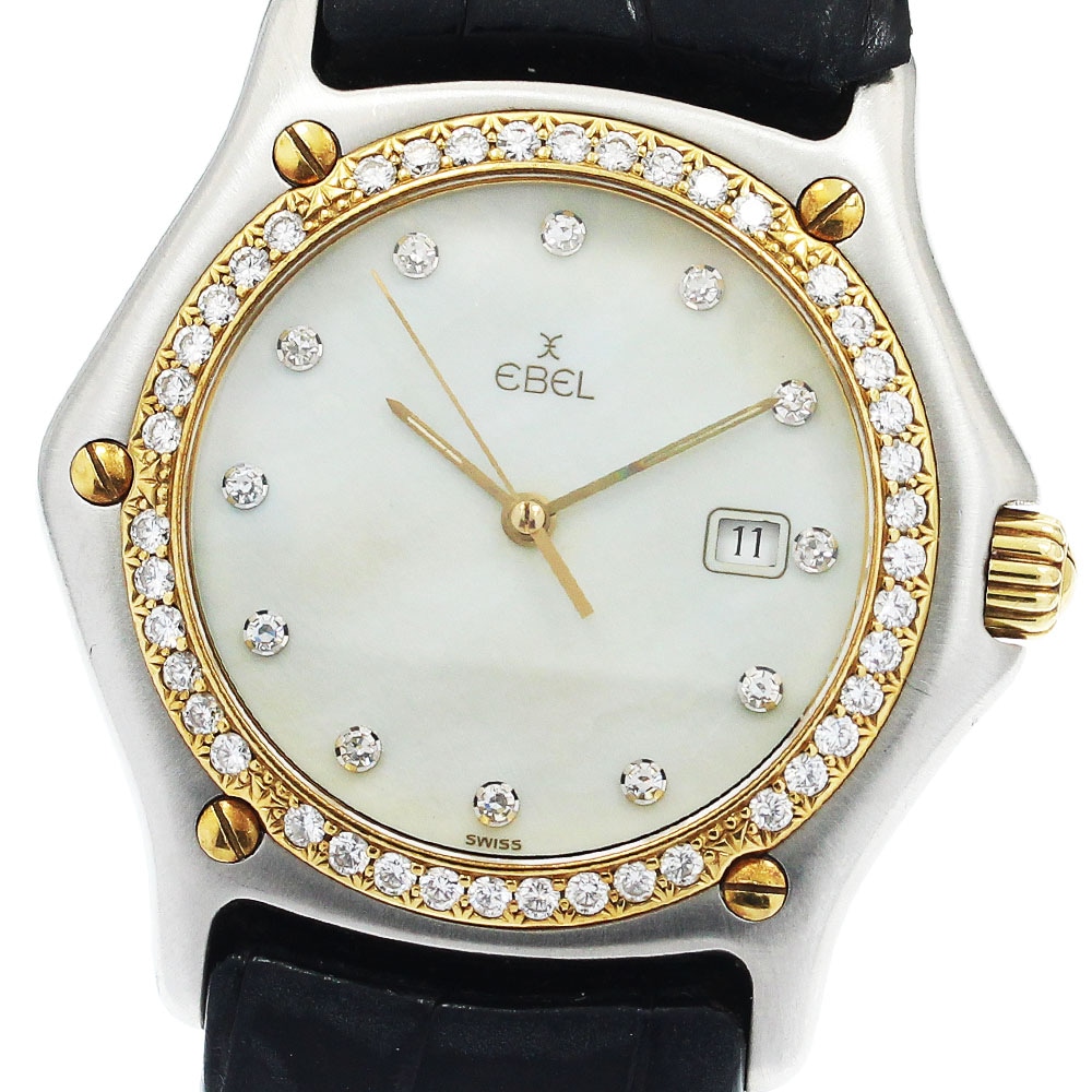 エベル EBEL 187911 クラシックウェーブ デイト ダイヤベゼル クォーツ レディース _949147【中古】
