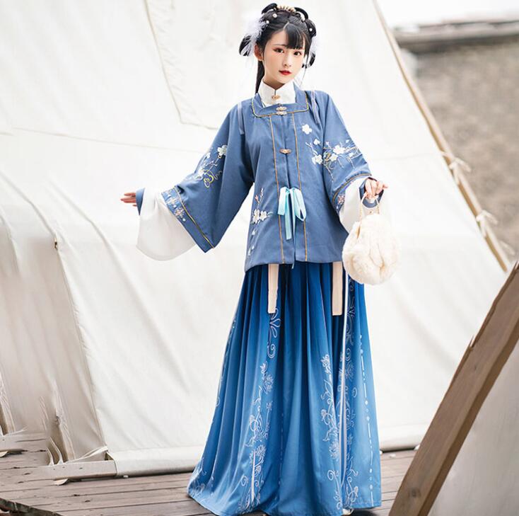 漢服 華流衣装 中華古代服 中華服 チャイナ服 中華 チャイナ 花柄刺繍 立ち襟 唐装 古典美人服 舞台衣装 ステージ衣装 グラデーション チャイナドレス イベント 仮装 コスチューム 舞台パフォーマ