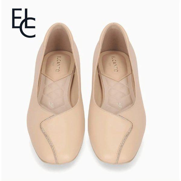 女性ラムスキン切り替えジュエル ふわふわミドルパンプス ゴールドヒール 3.5cm LCWD31U513-25_SC