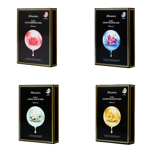 韓国女性人気アクティブフラワー4種マスクパックセット(ハスオーキッドジャスミンプルメリア)1パッケージ10枚計40枚 大容量