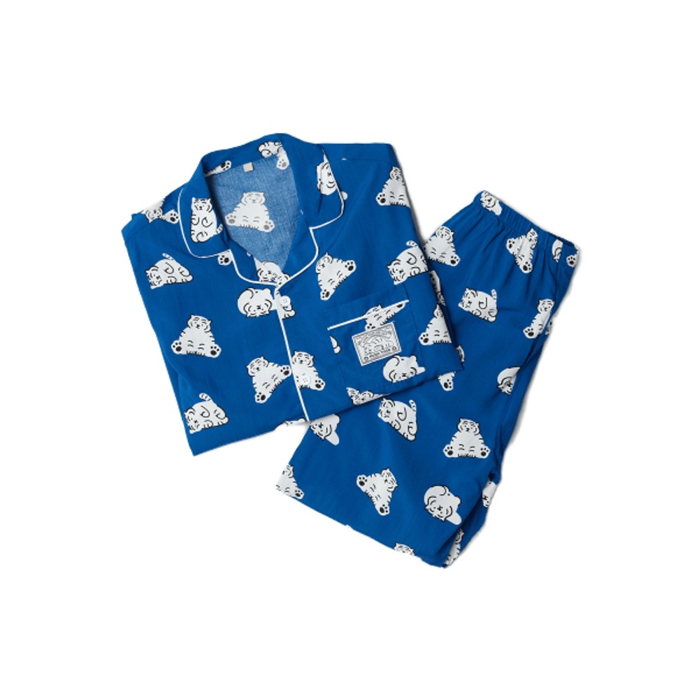 [無職タイガー] ごろごろ ぽっちゃり 長袖 パジャマ(NAVY)_SPPPF49U09