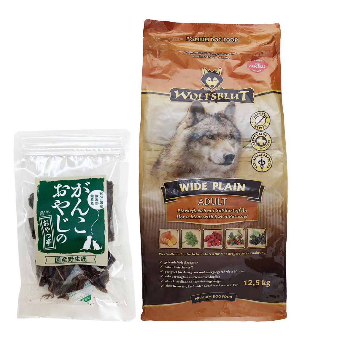 ウルフブラット アダルト ワイド プレーン（ホースとスイートポテト） 12.5kg 【国産鹿肉ジャーキー20g付き】