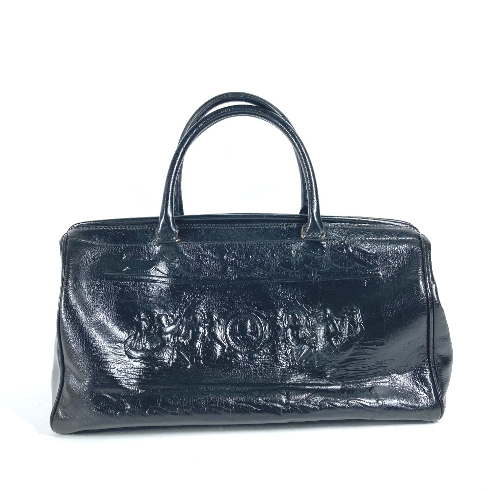 ハンドバッグ ロゴ ドクターバッグ カバン 肩掛け ショルダーバッグ レザー ブラック