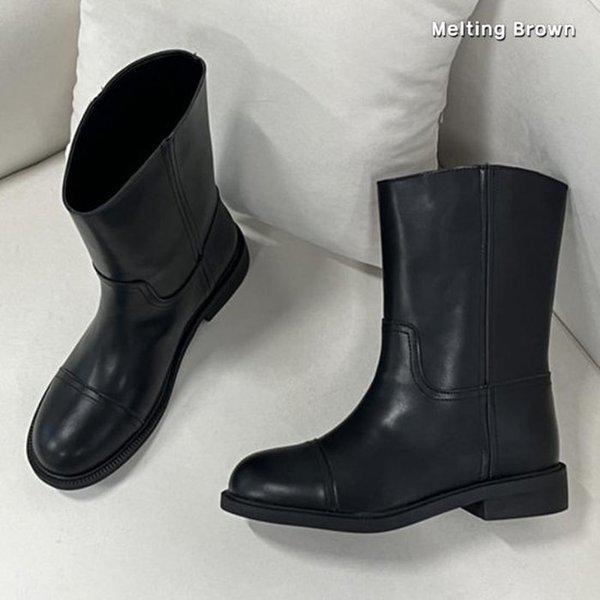 女性牛革ブーツ スエードミドルブーツ K37