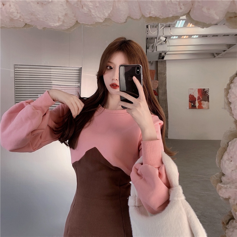 カジュアルワンピース ワンピース ホワイト 白 ピンク ミニ丈 ショート丈 袖あり 長袖