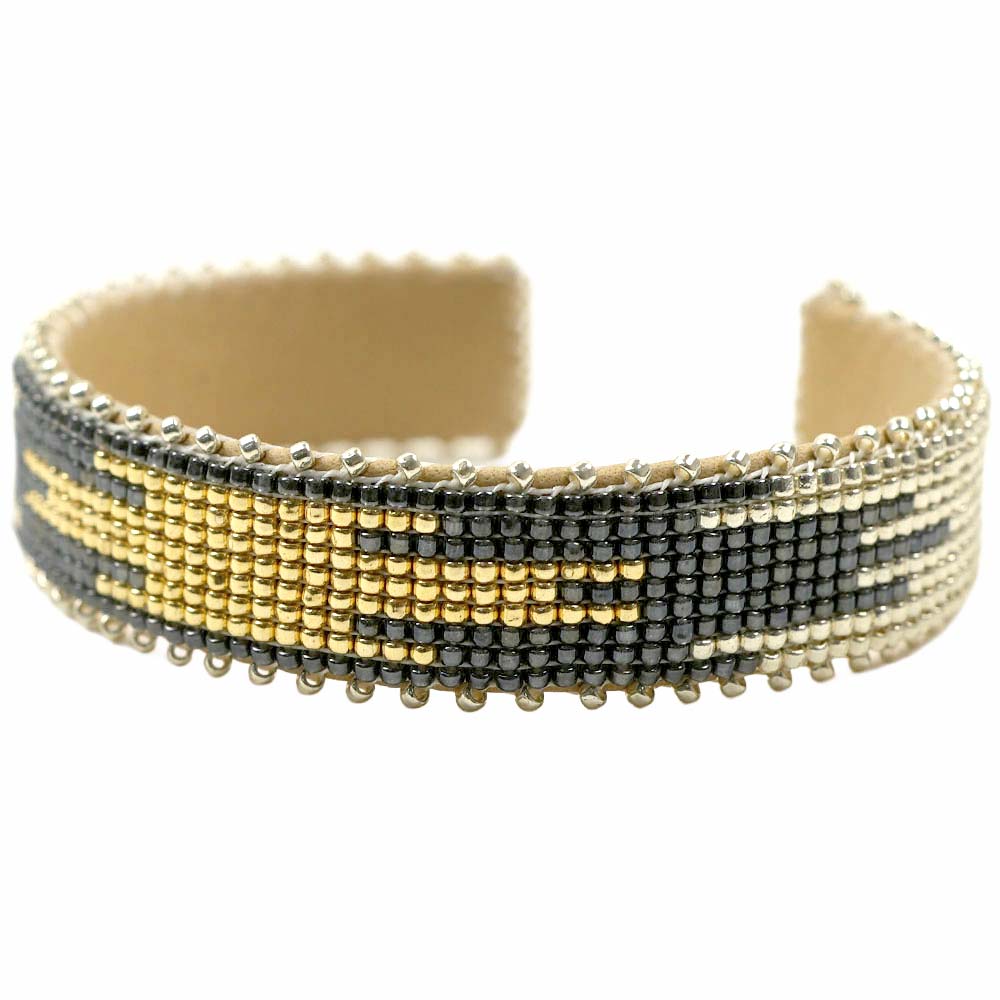 [訳ありアウトレット/付属品なし] エトキー ETKIE バングル カフ ブレスレット ビーズ×レザーバングル FREEサイズ Cuff : Paige glass cuff - small 1010