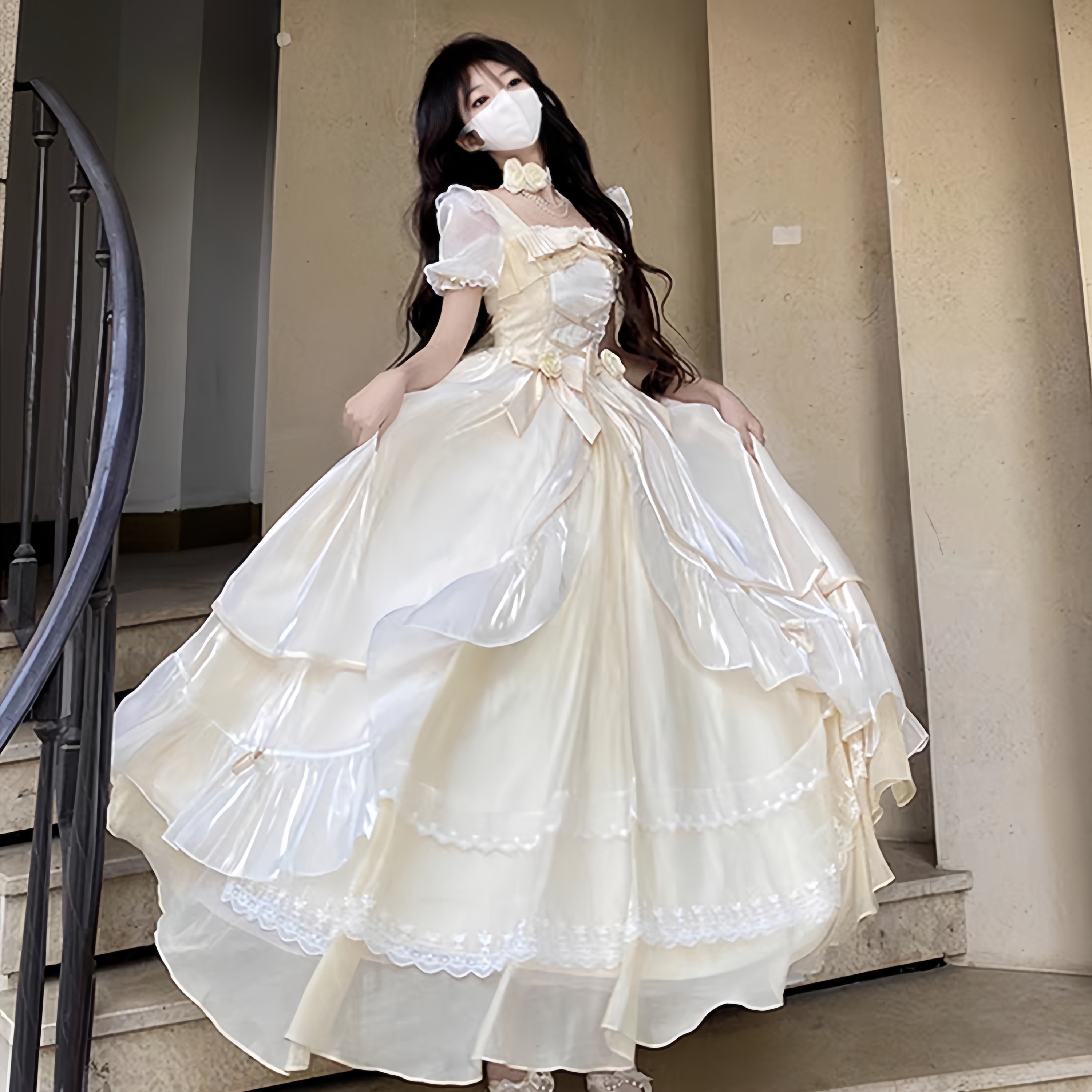 ウーフービッグスカート ロリータ飛行日記 成人式 結婚式 誕生日ドレス 逃亡者プリンセス スカート ロリータ ピンク