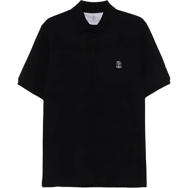 ディモンテ・ブルネロ・クチネッリ ロゴ入りコットン PK半袖シャツ（ブラック） ME8548788 CGB88