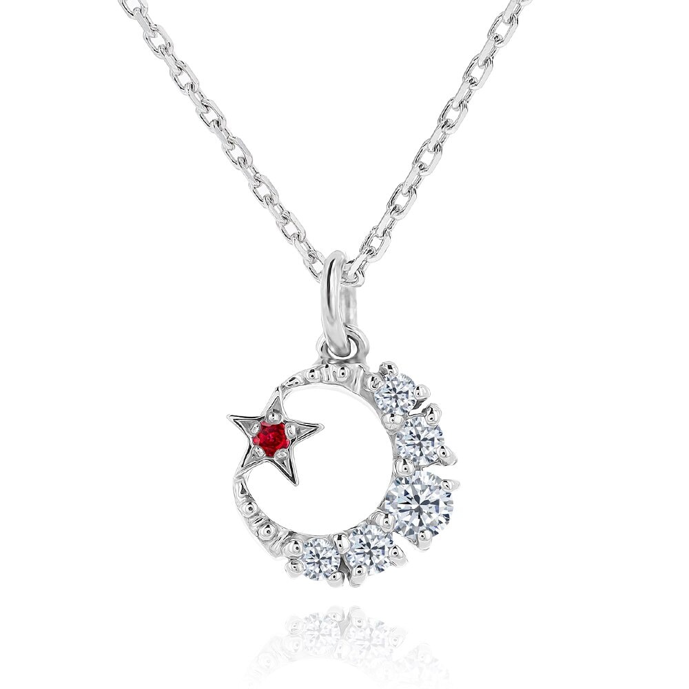 天然石 ネックレス 月 星モチーフ シルバー プラチナ仕上げ ペンダントトップ レディース ジュエリ