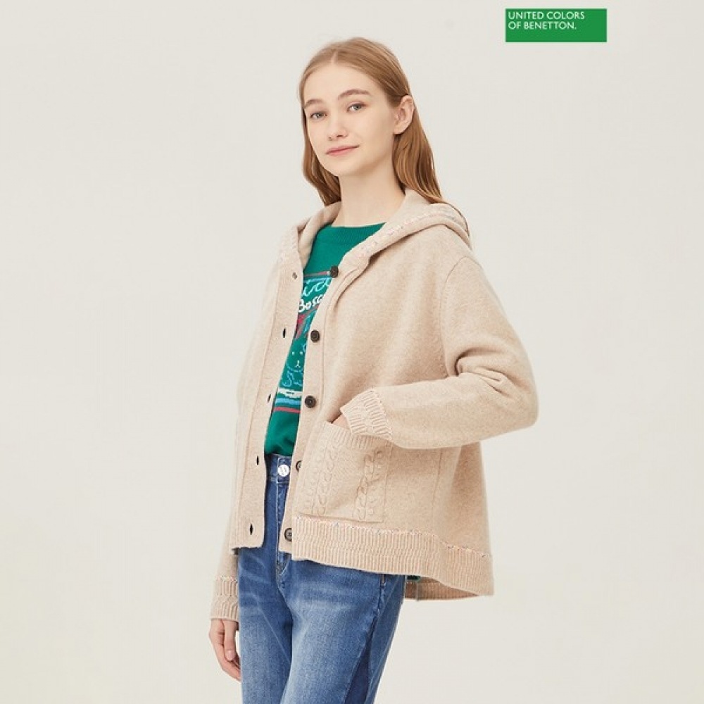 (ベネトン) ベネトンボタンフード付きニットカーディガン BAKCA9461_BE