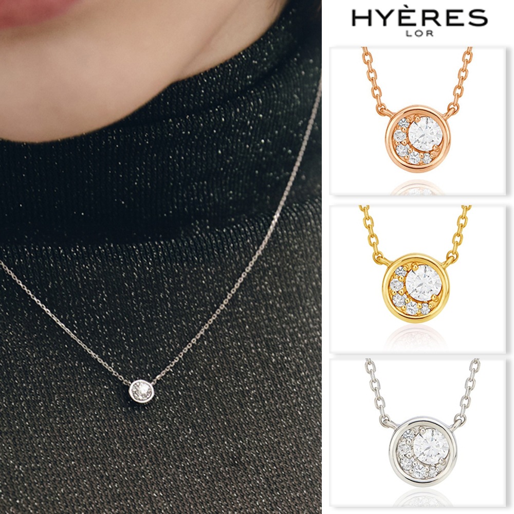 [HYERES LOR] Essence Lab Diamond 14K 0.1ct Full Moon Bezel Necklace