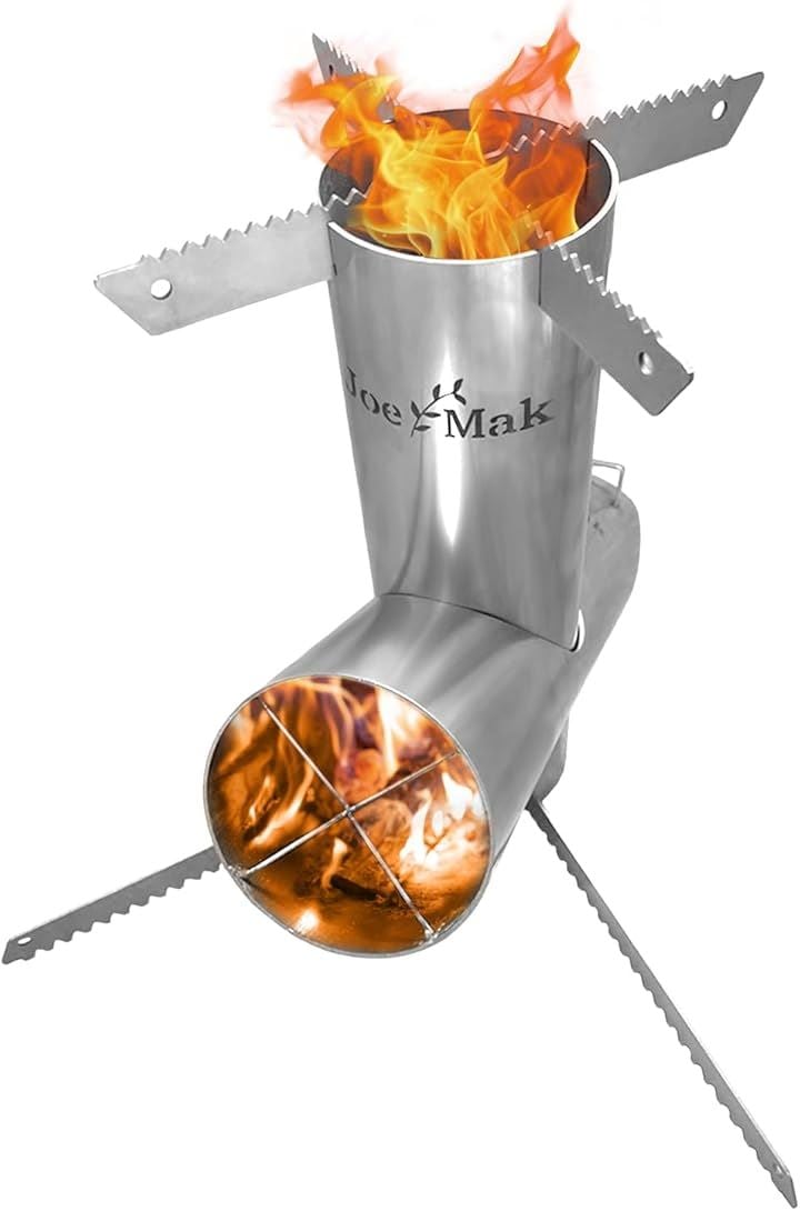 グリル Drafter ポータブル 重ねて収納 組立カンタン コンパクト 円筒設計 焚火台 ソロ キャンプ ロケット(シルバー)