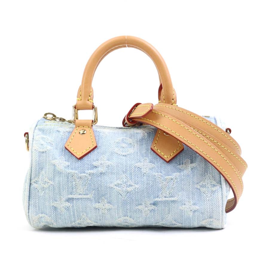 ルイ ヴィトン LOUIS VUITTON ハンドバッグ ショルダーバッグ モノグラムデニム ナノ スピーディ モノグラムデニム スカイブルー レディース M11212 e61565a