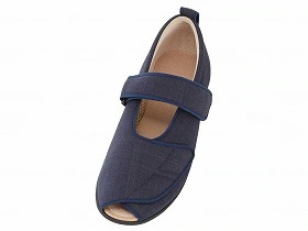 徳武産業 あゆみシューズ 介護靴 施設用 オープンマジックIII 9E 紺 片足/左Lサイズ 7033