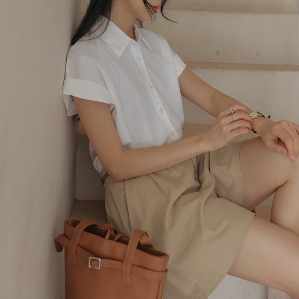 ボーデルストライプロールアップ1/2シャツ