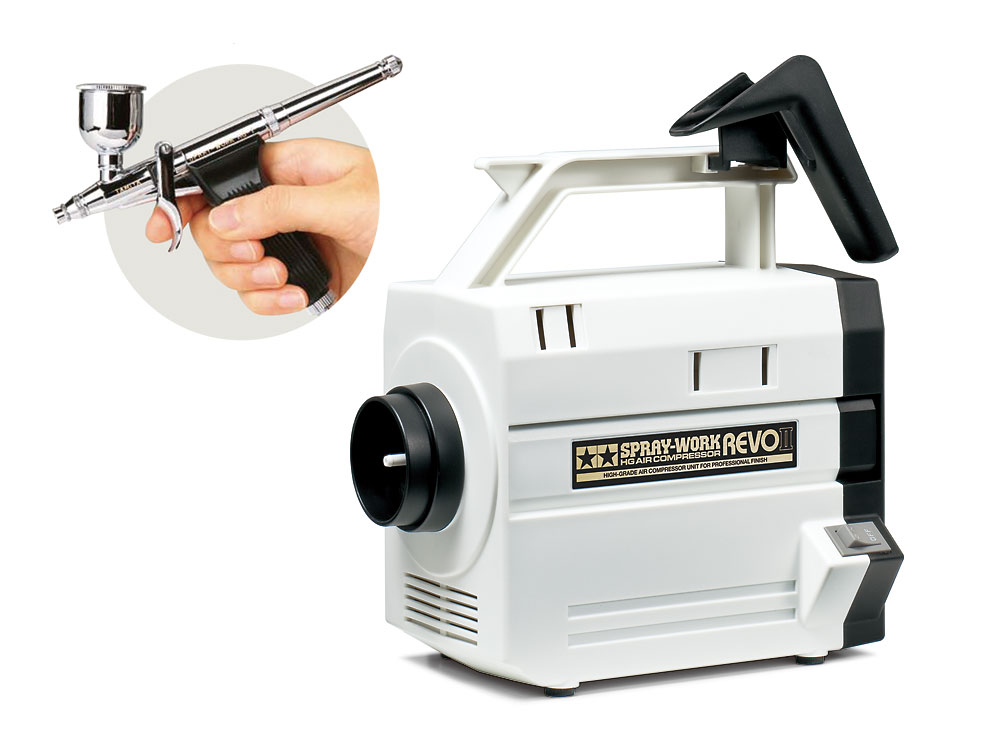 タミヤ スプレーワーク HG コンプレッサーレボII (HGトリガーエアーブラシ付き)【74544】 T 74544 HGコンプレッサー レボII