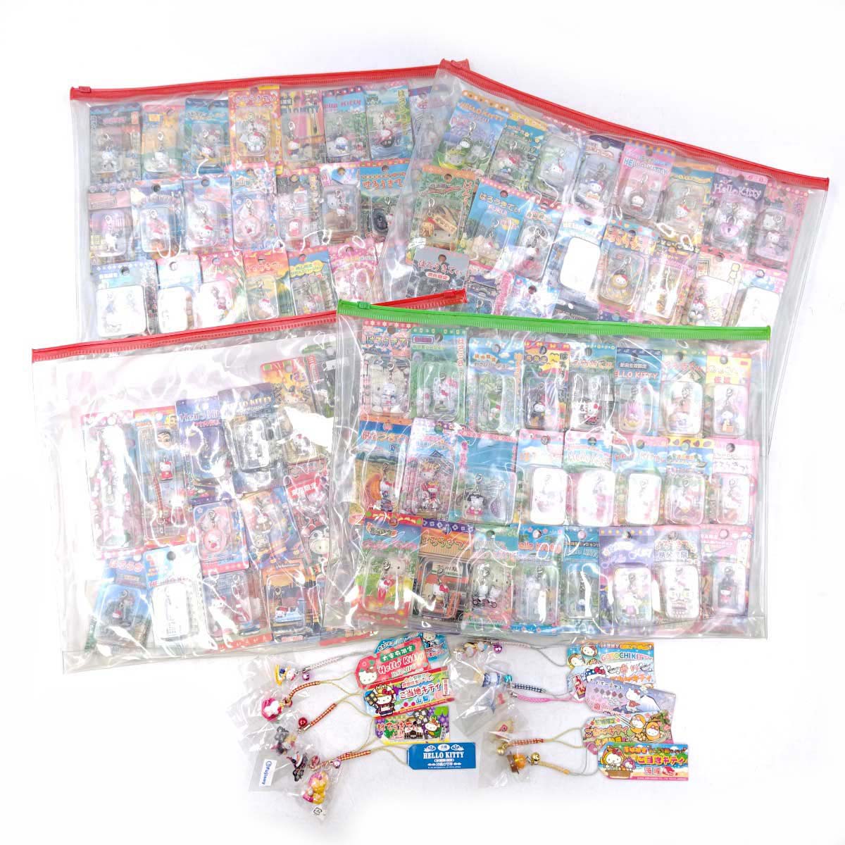 【中古・未使用品】[100個セット] ハローキティご当地 値付け ほか ストラップ チャーム