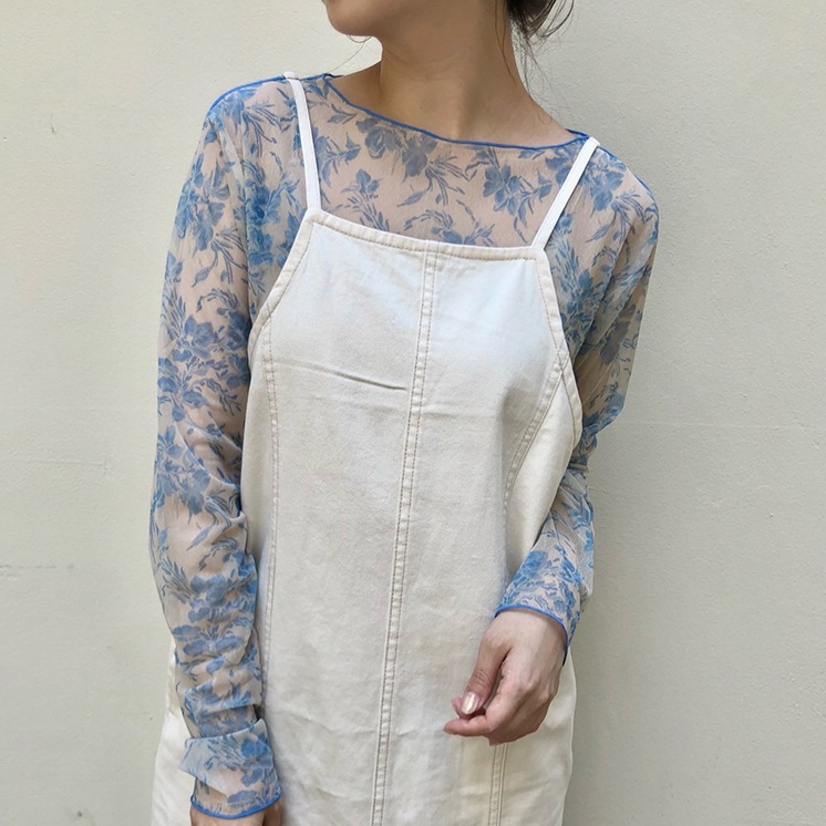 花柄カットソー トップス カットソー 袖あり 長袖 ハイネック 透け感 かわいい 大人可愛い きれいめ シンプル カジュアル 大人 上品 おしゃれ お洒落 大人可愛い 大人女子 こなれ感 キュート