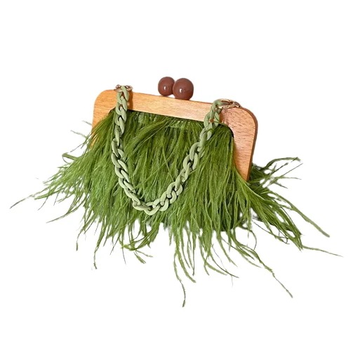 アクリルチェーン毛髪晩餐会バッグ綿毛片肩脇バッグ猫鳥毛木棚バッグ女性