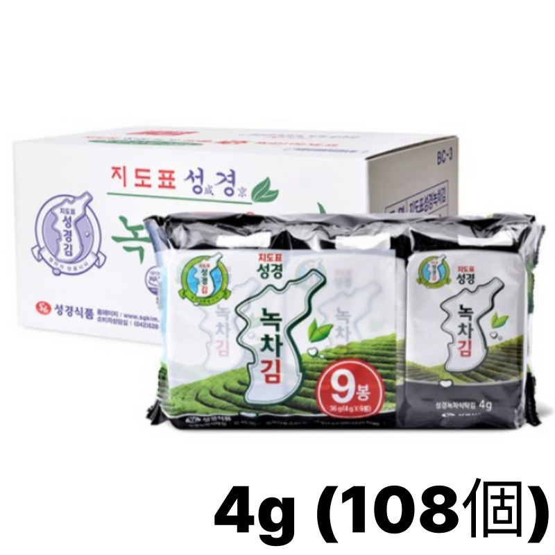 聖書食品 地図表 緑茶 食卓海苔 9段 (4gx108個)