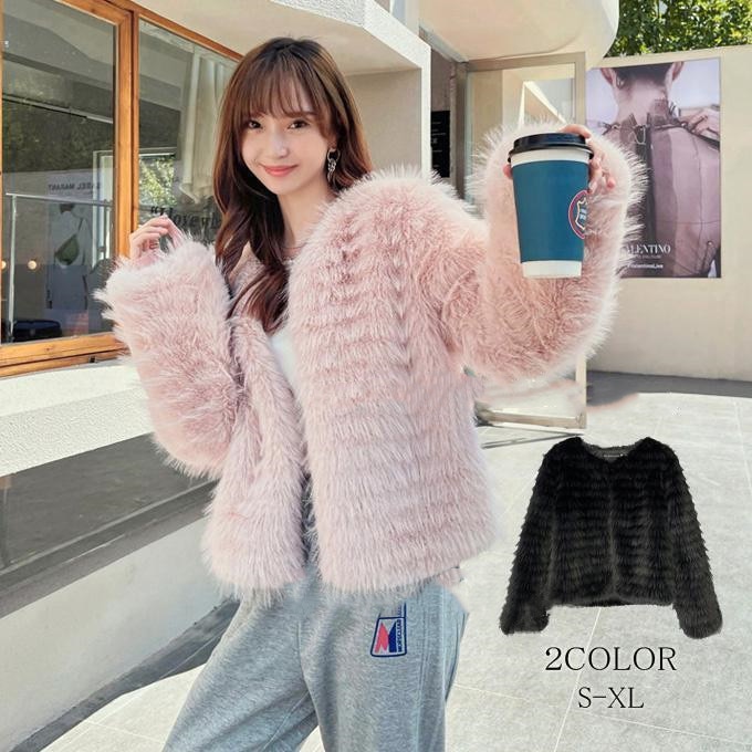 品質いいな新品 ファーコート レディース 毛皮コート ショート丈 コート フォックス風 フェイクファー ふわふわ おしゃれ キレイめ 暖かい 防寒 アウター 冬新作