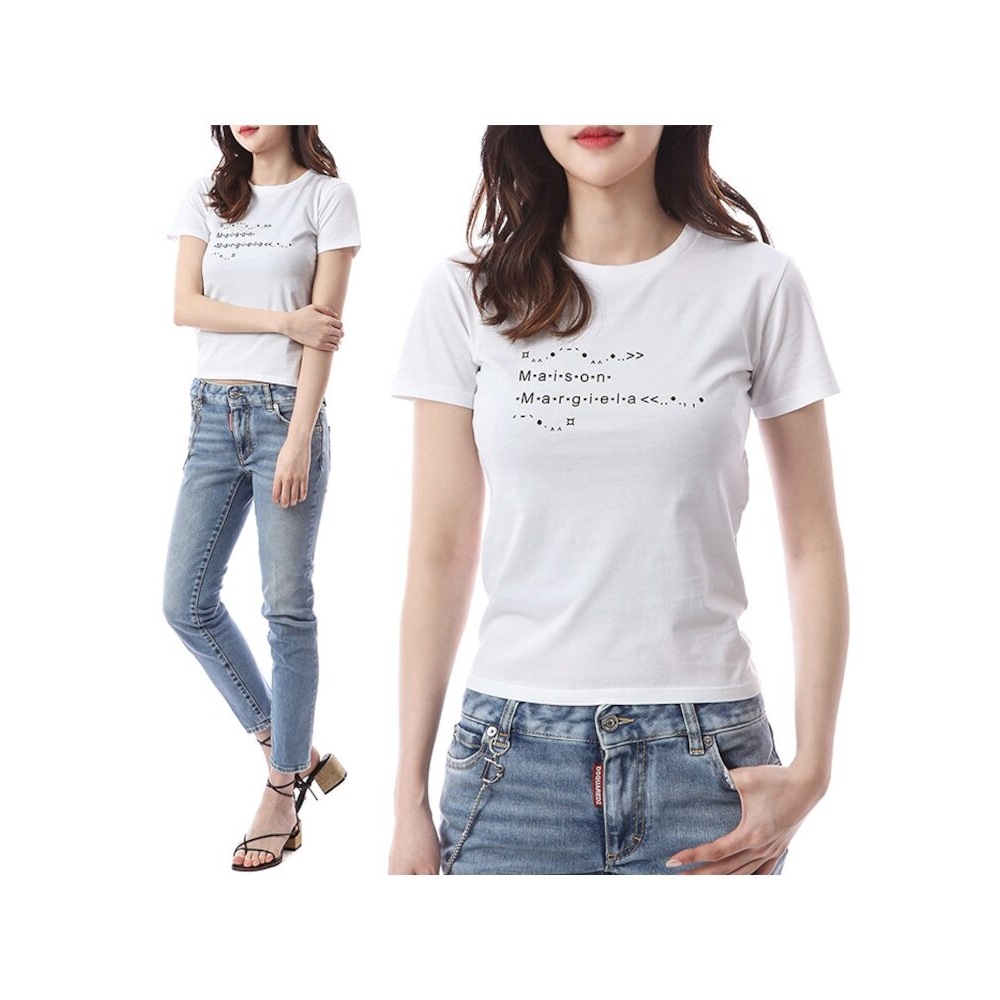 メゾンマルジェラマルジェラスティッチ絵文字ロゴプリント Tシャツ/S51GC0513 S22816 100 QTUS51GC0513 S22816 100