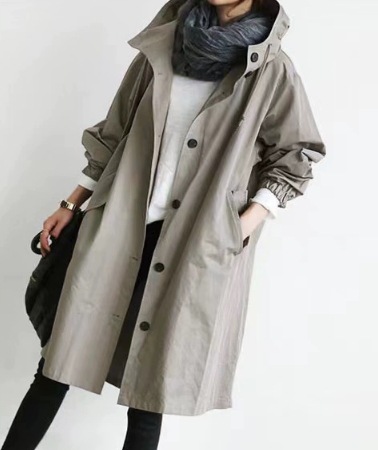 レディース コート アウター 上着 ウィンドブレーカー ロング 長袖 襟なし ワイド ふっくら ポケット 大人可愛い シンプル カジュアル かっこいい こなれ感 ラフ メンズライク ボーイッシュ 無地 7,453円