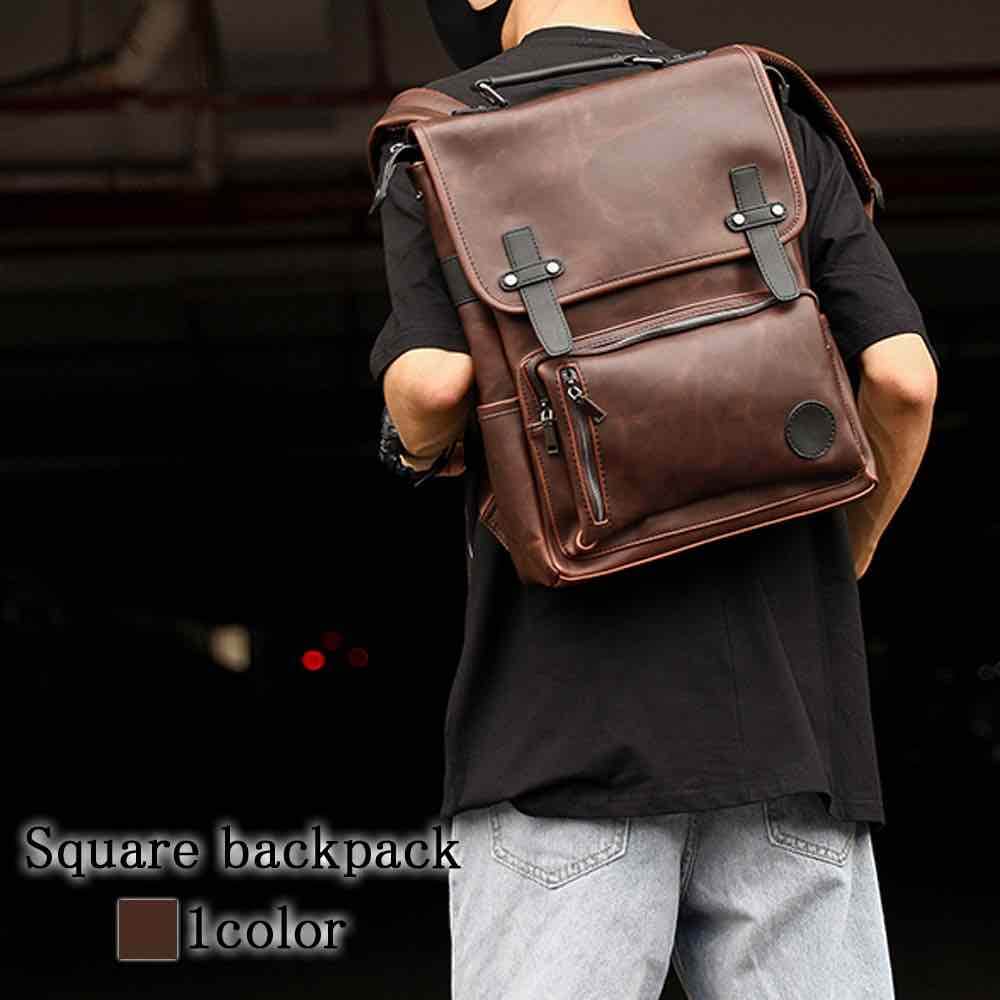 リュック メンズ スクエア型バックパック 小さめ 撥水 軽量 ビジネスリュック ブランド 通勤 ビジネス アウトドア カジュアル スポーツ 通学 ビジネスバッグ 大容量 大学生 PC 春 40代 レザ