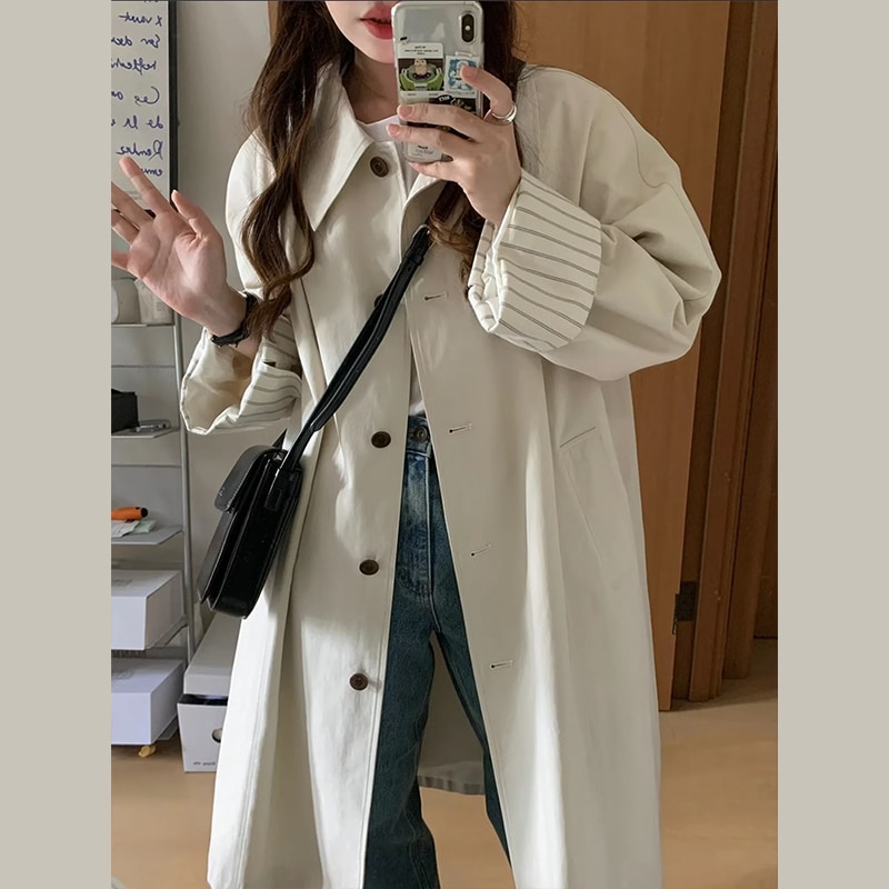 今年人気の初春秋イタリア・フランス製トレンチコートレディースミドル丈2025新作初秋コート